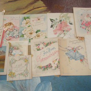 Lot 102 Vintage used Wedding Greeting cards scrapbook journal crafts 1930s-40s